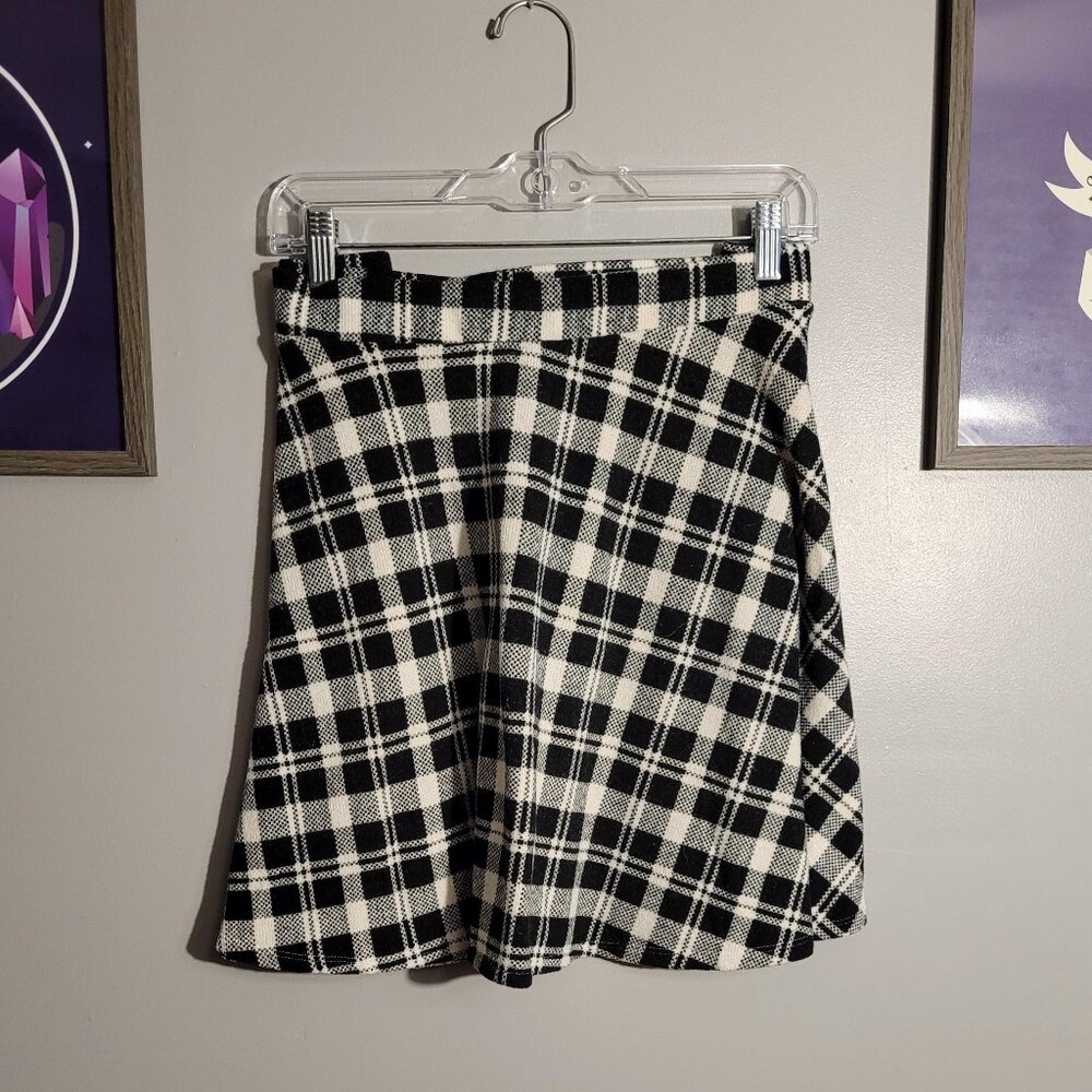 Black & White Plaid A-Line Skirt